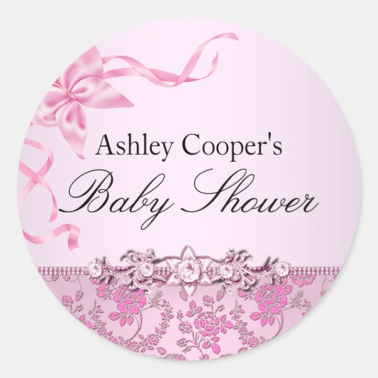  Roze Rose Baby shower Sticker (Voorkant)