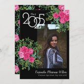 Roze Rose Black Foto Afstuderen Aankondiging (Voorkant / Achterkant)