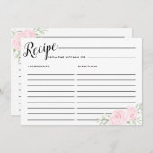 Roze Rose Bloemen Bruids Recept Kaart (Voorkant / Achterkant)