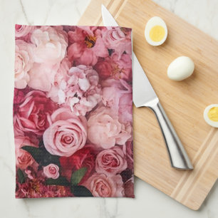 Roze Rose Bloemen Elegante Girly Theedoek