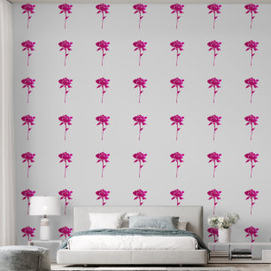 Roze Rose Bloemen Patronen Art Elegant Wit Trendy Behang