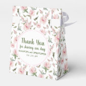 Roze Rose Bloemen Witte Boog Gepersonaliseerde Bru Bedankdoosjes (Achterkant)