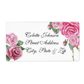 Roze Rose Boeket Bruiloft Retouradres Labels (Voorkant)