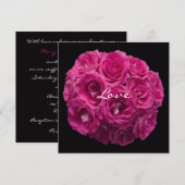 Roze Rose Boeket op Black Vow Vernieuwing Kaart (Voorkant / Achterkant)