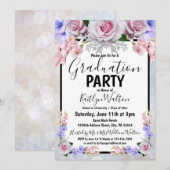 Roze Rose Bokeh Graduation Party Kaart (Voorkant / Achterkant)