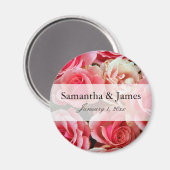 Roze Rose Bouquet , gepersonaliseerd huwelijk Magneet (Voorkant / Achterkant)