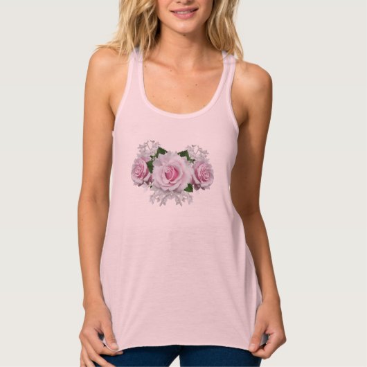 Roze Rose Bouquet Tanktop (Voorkant)
