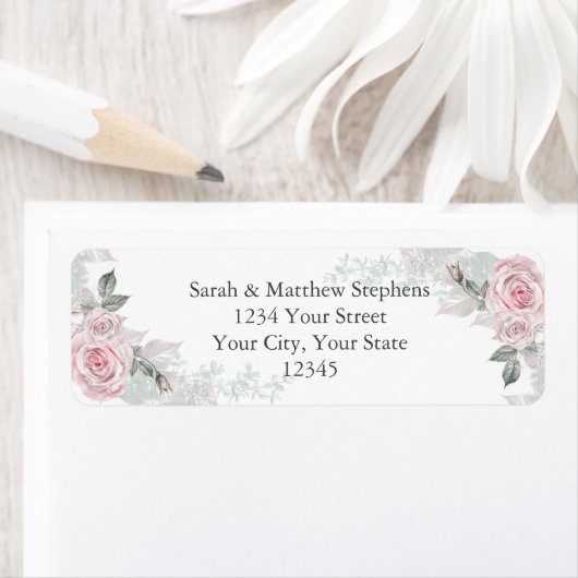 Roze Rose Bouquets Etiket (Insitu)