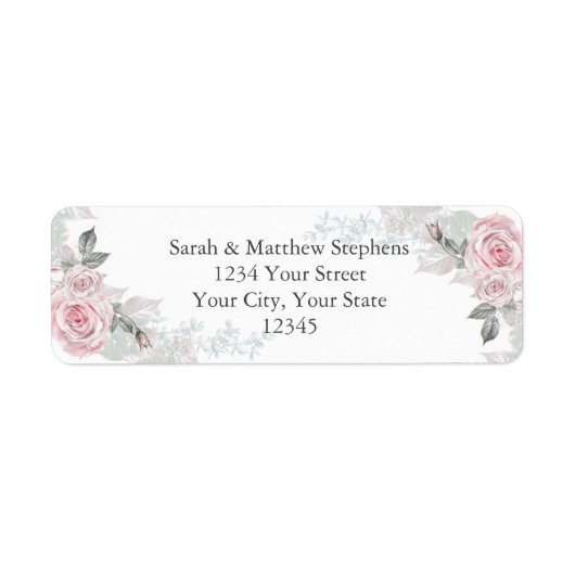 Roze Rose Bouquets Etiket (Voorkant)