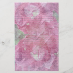 Roze Rose briefpapier - optionele lijnen