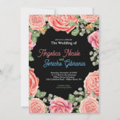 Roze Rose bruiloft thema Kaart (Voorkant)