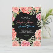 Roze Rose bruiloft thema Kaart (Staand voorkant)