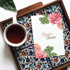 Roze Rose bruiloft thema Kaart