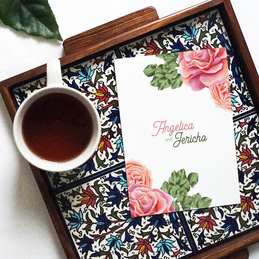 Roze Rose bruiloft thema Kaart