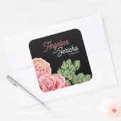 Roze Rose bruiloft thema Vierkante Sticker (Envelop)