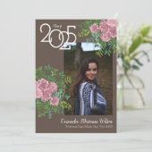 Roze Rose  bruin Afstuderen Aankondiging (Staand voorkant)