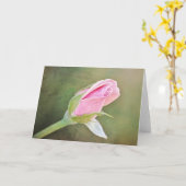 Roze Rose Bud Art Note Kaart (Gele Bloem)