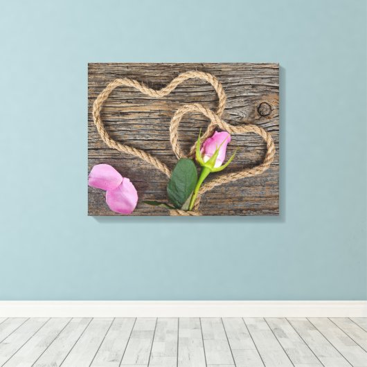 Roze Rose Bud Canvas Afdruk (Insitu (Houten vloer))