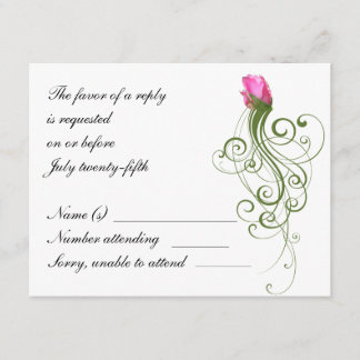 Roze Rose Bud Flourish RSVP-kaart RSVP Kaartje