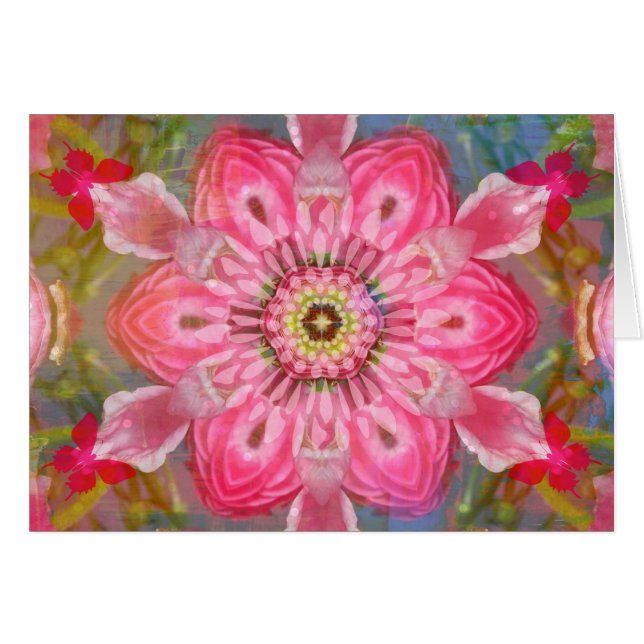 Roze Rose Butterfly Mandala (Voorkant Horizontaal)
