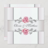 Roze Rose Champagne bruiloft Kaart (Voorkant / Achterkant)