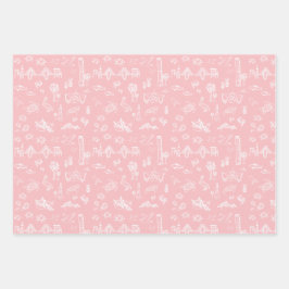 Roze Rose Charleston Toile Wrapping Papier Inpakpapier Vel