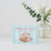 Roze Rose China Teacup Visitekaartje (Staand voorkant)