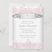  Roze Rose Christening Kaart (Achterkant)