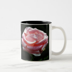 Roze Rose Close-up Tweekleurige Koffiemok