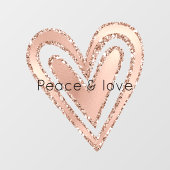 Roze Rose Cream Glitter Glitz Heart Raamsticker (Vel)