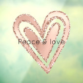 Roze Rose Cream Glitter Glitz Heart Raamsticker (Vel 3)