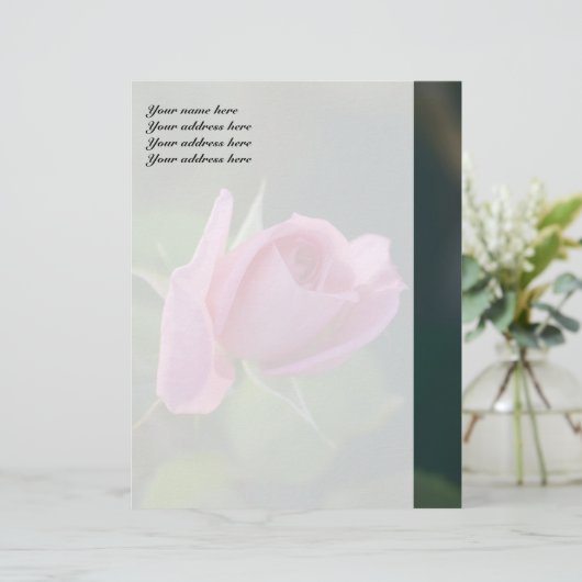 Roze Rose Custom Briefhoofd (Staand voorkant)