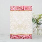 Roze Rose Elegance Briefpapier (Staand voorkant)