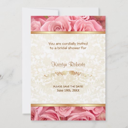 Roze Rose Elegance - Douche Save The Date (Voorkant)