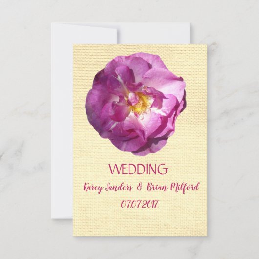 Roze Rose Elegant Canvas Bruiloft uitnodiging (Voorkant)