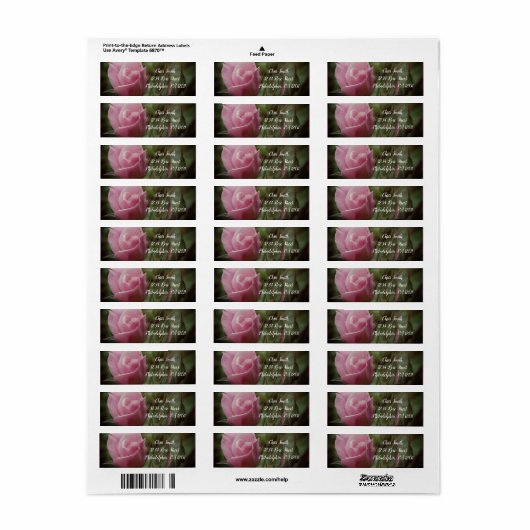 Roze Rose Elegant Return Address Label (Full Sheet)