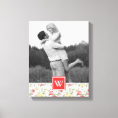 Roze Rose Elegant Wallpaper | Foto met monogram Canvas Afdruk (Voorkant)