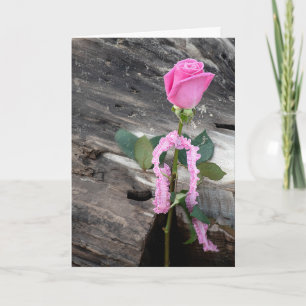 Roze Rose en Driftwood Dank je wel Kaart