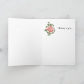  Roze Rose en Elegant Blauwgroen denken van jou Kaart (Binnen)