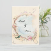 Roze Rose en Robin Bruiloft Uitnodiging (Staand voorkant)