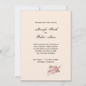 Roze Rose en Robin Bruiloft Uitnodiging (Achterkant)