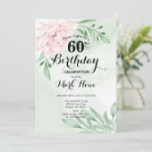 Roze Rose Eucalyptus Foliage 60e verjaardag Kaart (Staand voorkant)