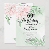 Roze Rose Eucalyptus Foliage 60e verjaardag Kaart (Voorkant / Achterkant)