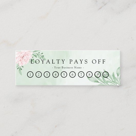 Roze Rose Eucalyptus Foliage Loyalty Punch Card (Voorkant)