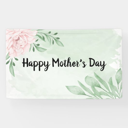 Roze Rose Eucalyptus Leaves Foliage Moederdag Spandoek (Horizontaal)