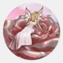 Roze Rose Faery (Stickers) Ronde Sticker
