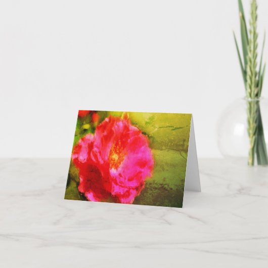 Roze Rose Floral Art Blank Note Kaart (Voorkant)