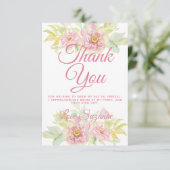 Roze Rose Floral Bedankkaart (Staand voorkant)