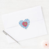 Roze Rose Floral Blue Valentijnsdag Sweep Hart Sticker (Envelop)