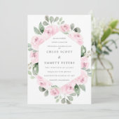 Roze Rose Floral Botanical Weddenschap Kaart (Staand voorkant)
